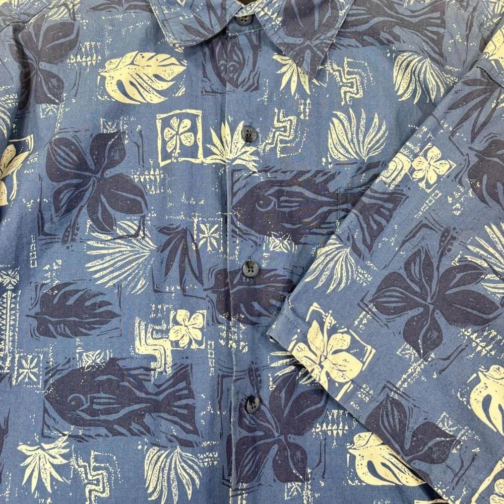 Newport Blue Camp Shirt Mens XL Hawaiian Relaxed Fit Tropical Fish Print Aloha - Picture 2 of 8